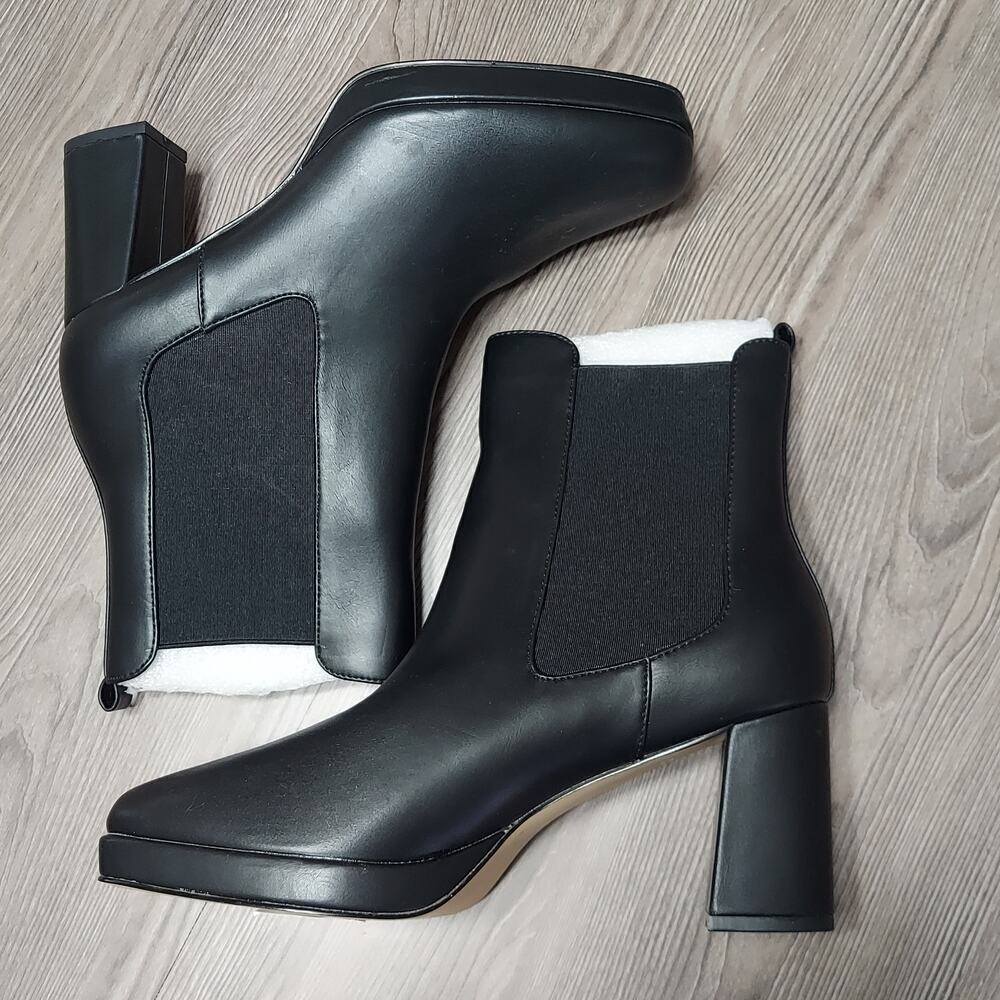 French Connection Black Vegan Leather Penny Block Heel Chelsea Boots - Picture 5 of 8